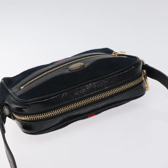 GUCCI Ofdea Sherry Line Shoulder Bag Suede Navy Gold - Picture 6 of 16